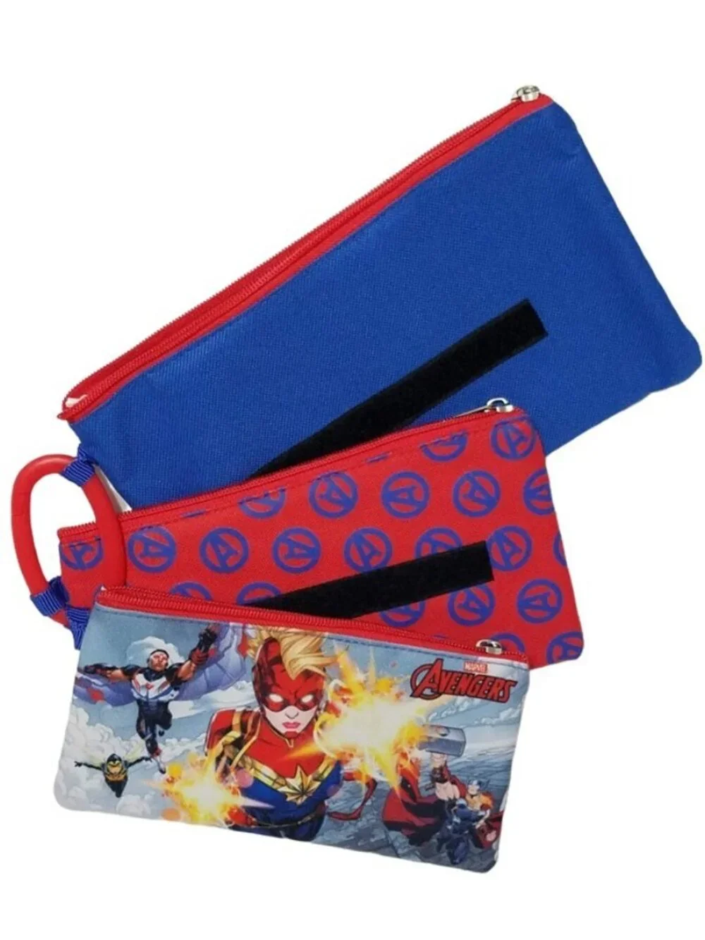 Marvel Avengers 3-Layer Zipper Travel Cosmetic Pencil Case Pouch Set NWT